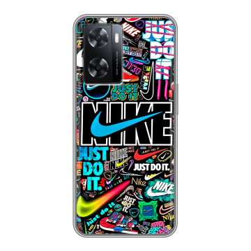 Силиконовый чехол на OPPO A57s с принтом найк nike черный