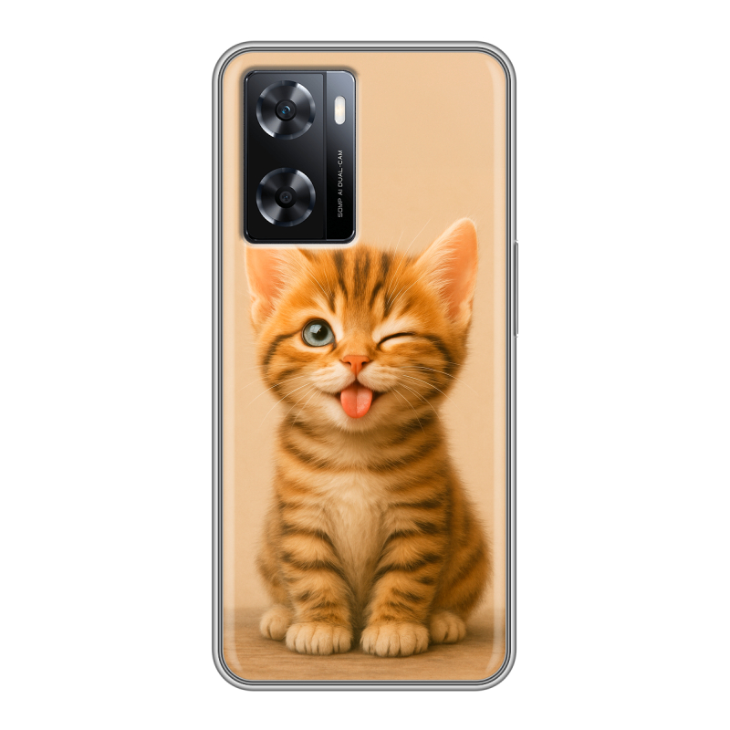 Силиконовый противоударный чехол на OPPO A57s с принтом котенок Силиконовый противоударный чехол на OPPO A57s с принтом котенок