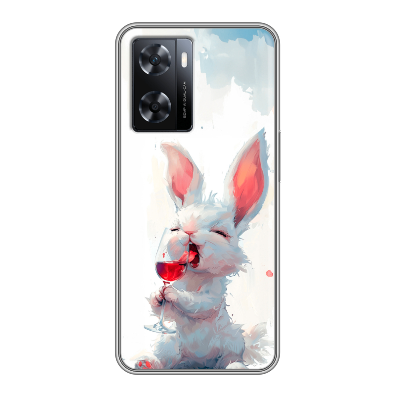 Силиконовый чехол на OPPO A57s с принтом кролик зайчик Силиконовый чехол на OPPO A57s с принтом кролик зайчик