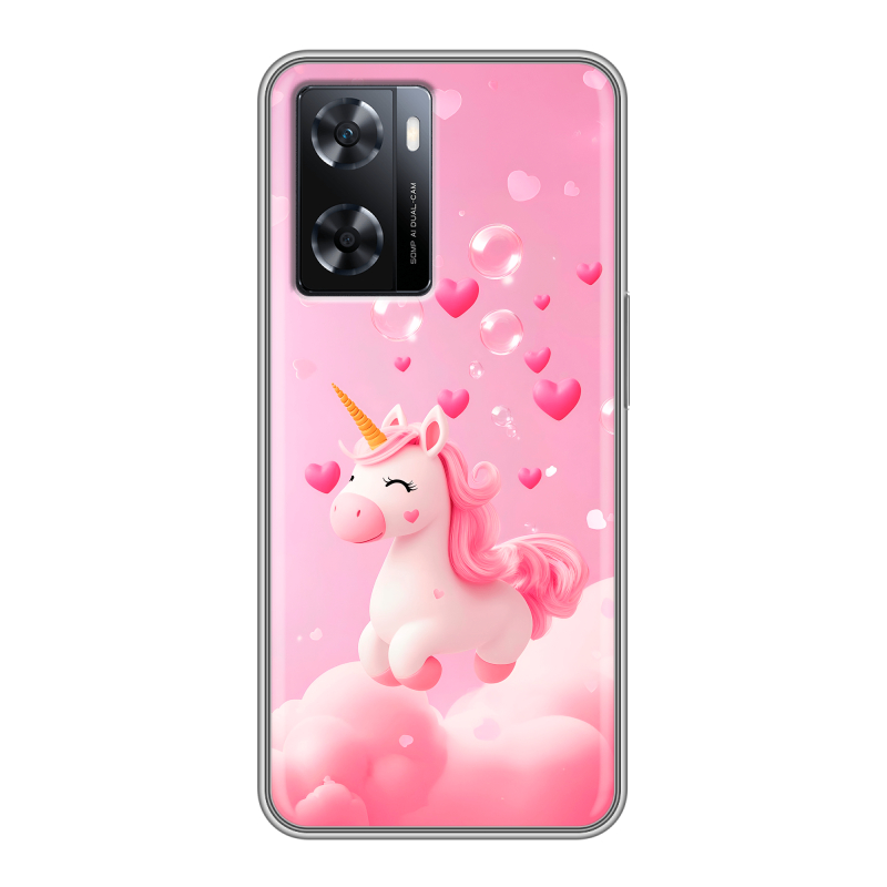 Силиконовый противоударный чехол на OPPO A57s с принтом Единорог Силиконовый противоударный чехол на OPPO A57s с принтом Единорог