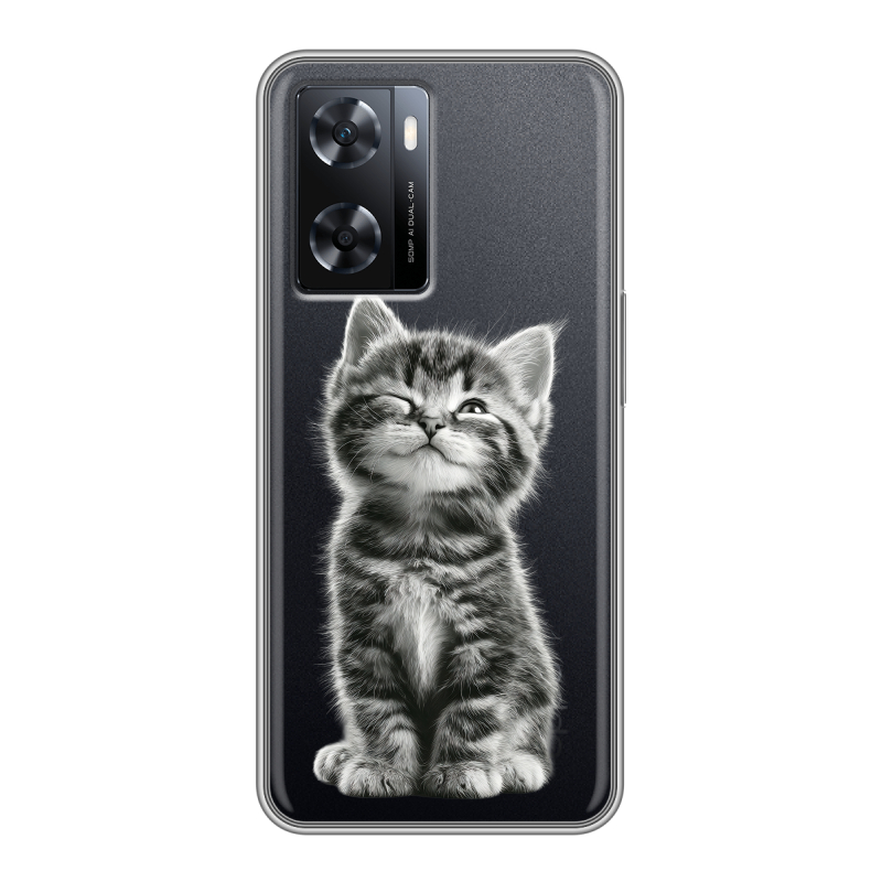 Силиконовый противоударный чехол на OPPO A57s с принтом Котенок Силиконовый противоударный чехол на OPPO A57s с принтом Котенок