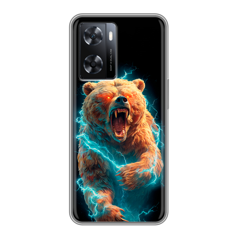 Силиконовый противоударный чехол на OPPO A57s с принтом Медведь Силиконовый противоударный чехол на OPPO A57s с принтом Медведь