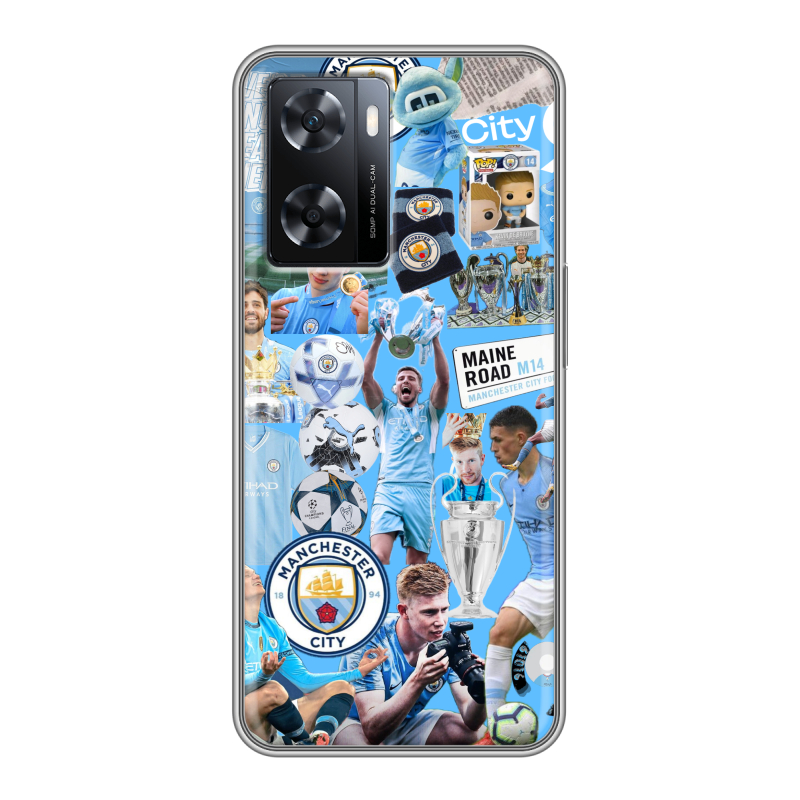 Силиконовый противоударный чехол на OPPO A57s с принтом Man City Манчестер Сити Силиконовый противоударный чехол на OPPO A57s с принтом Man City Манчестер Сити