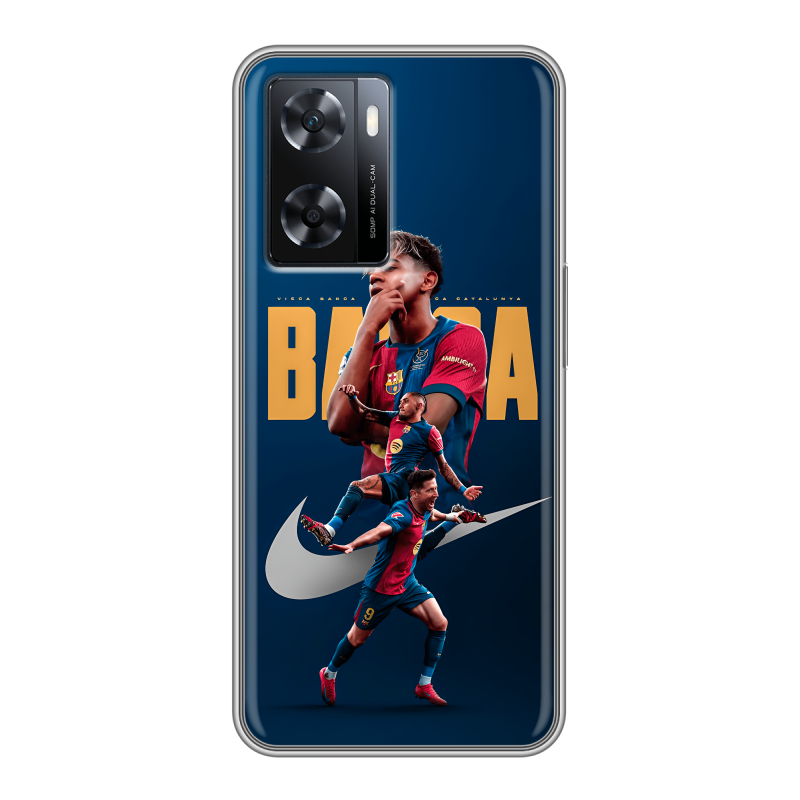 Силиконовый противоударный чехол на OPPO A57s с принтом Барселона Barca Yamal Силиконовый противоударный чехол на OPPO A57s с принтом Барселона Barca Yamal