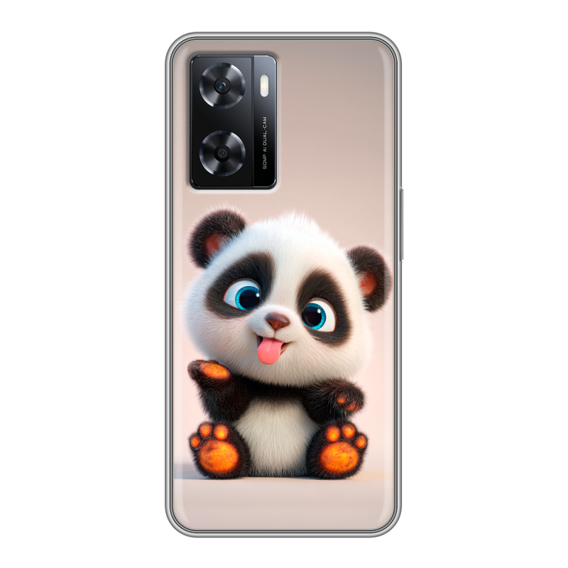 Силиконовый чехол на OPPO A57s с принтом милая панда Силиконовый чехол на OPPO A57s с принтом милая панда