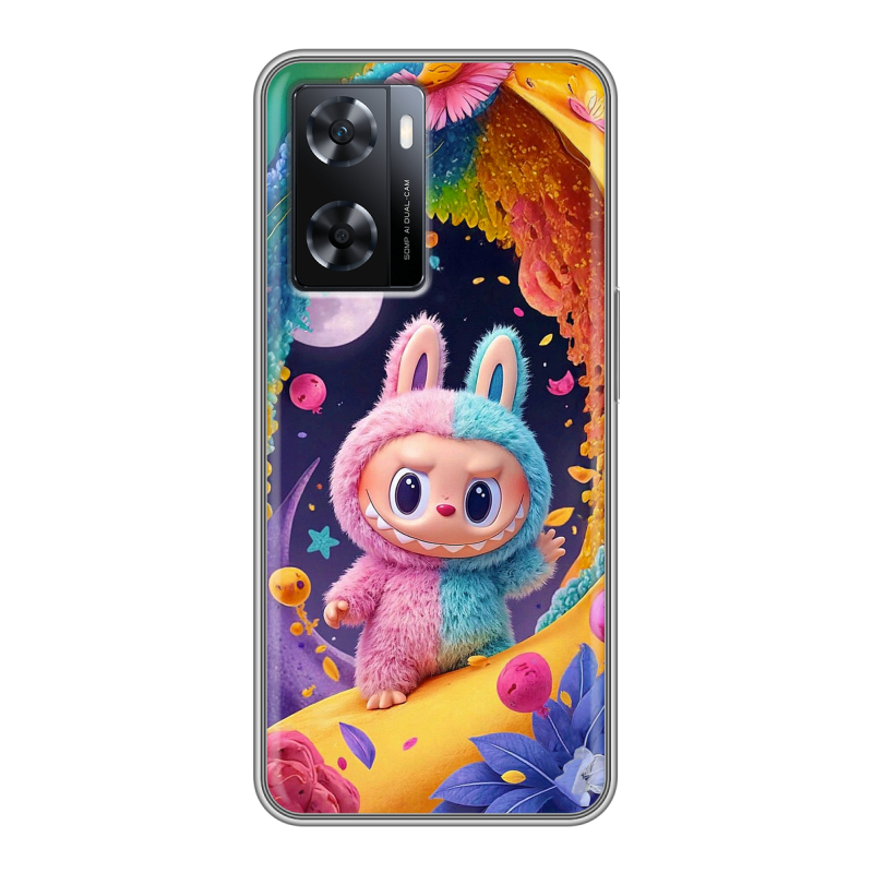 Силиконовый противоударный чехол на OPPO A57s с принтом Labubu Лабубу Силиконовый противоударный чехол на OPPO A57s с принтом Labubu Лабубу