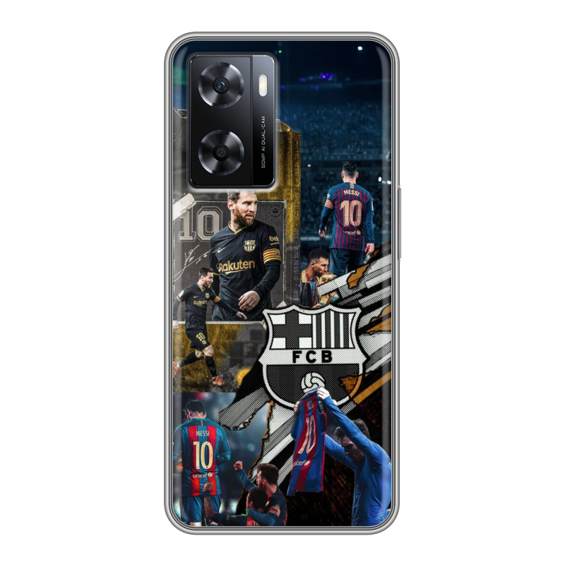 Силиконовый противоударный чехол на OPPO A57s с принтом Messi Barcelona Силиконовый противоударный чехол на OPPO A57s с принтом Messi Barcelona