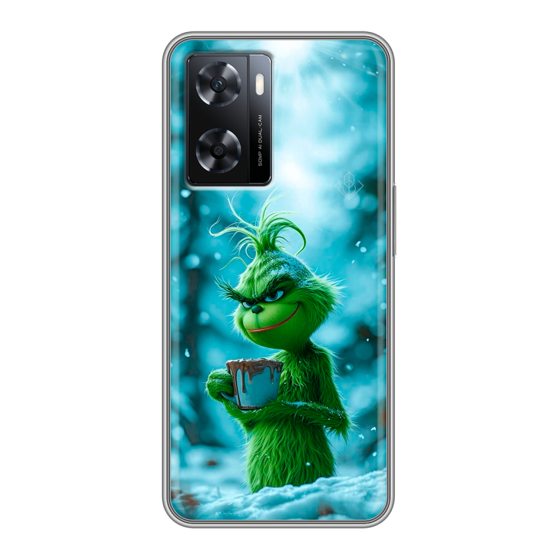 Силиконовый чехол на OPPO A57s с принтом Новый год гринч Силиконовый чехол на OPPO A57s с принтом Новый год гринч