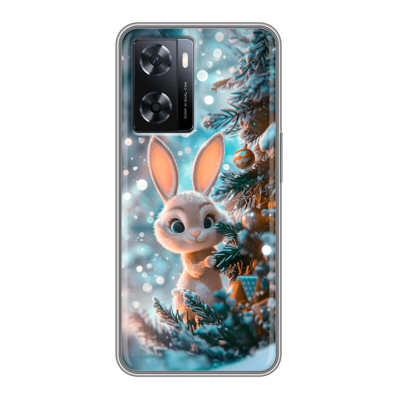 Силиконовый противоударный чехол на OPPO A57s с принтом Новый год Силиконовый противоударный чехол на OPPO A57s с принтом Новый год