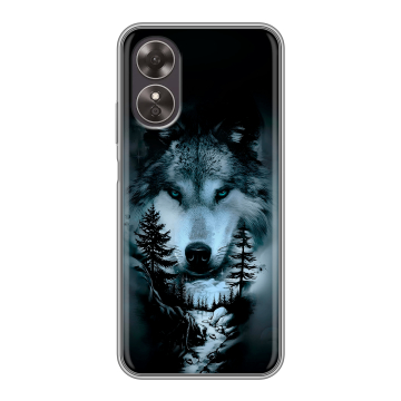 Силиконовый чехол на OPPO A17 с принтом Лесной волк Силиконовый чехол на OPPO A17 с принтом Лесной волк