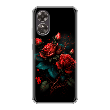 Силиконовый чехол на OPPO A17 с принтом Розы красные Силиконовый чехол на OPPO A17 с принтом Розы красные