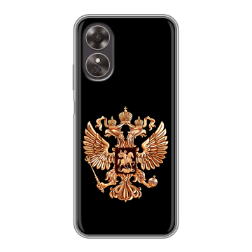 Силиконовый чехол на OPPO A17 с принтом Герб России золотой