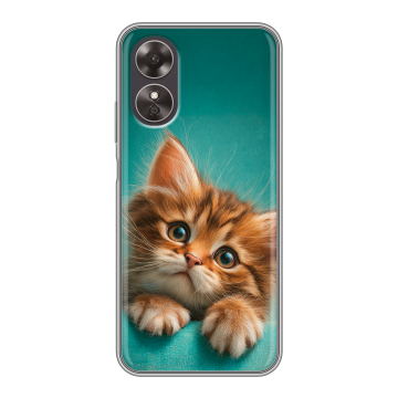 Силиконовый чехол на OPPO A17 с принтом котенок Силиконовый чехол на OPPO A17 с принтом котенок