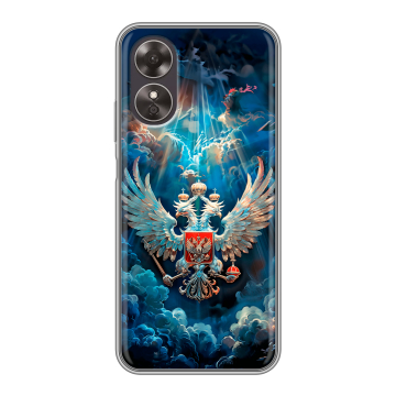 Силиконовый чехол на OPPO A17 с принтом Герб флаг России Силиконовый чехол на OPPO A17 с принтом Герб флаг России