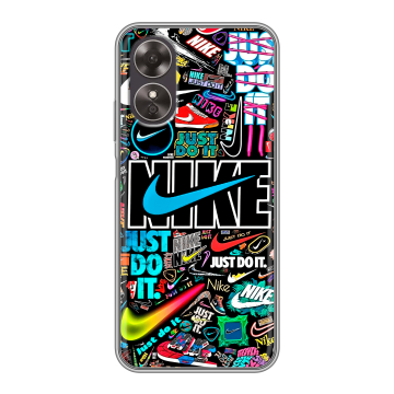 Силиконовый чехол на OPPO A17 с принтом найк nike черный