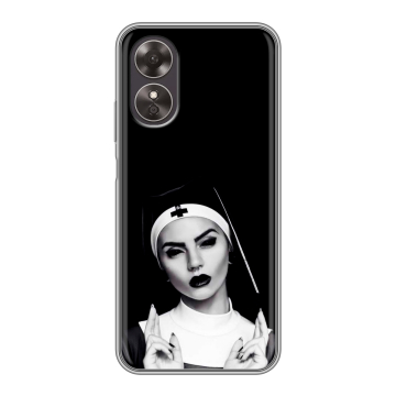 Силиконовый чехол на OPPO A17 с принтом монашка Силиконовый чехол на OPPO A17 с принтом монашка