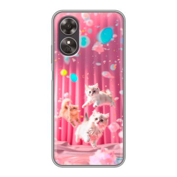 Силиконовый чехол на OPPO A17 с принтом милые котики