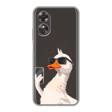 Силиконовый чехол на OPPO A17 с принтом утка в очках Силиконовый чехол на OPPO A17 с принтом утка в очках