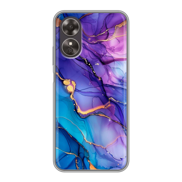 Силиконовый чехол на OPPO A17 с принтом синий мрамор Силиконовый чехол на OPPO A17 с принтом синий мрамор