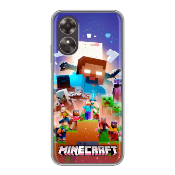 Силиконовый чехол на OPPO A17 с принтом Майнкрафт Minecraft