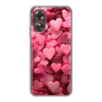 Силиконовый чехол на OPPO A17 с принтом розовые сердечки Силиконовый чехол на OPPO A17 с принтом розовые сердечки