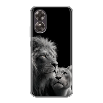 Силиконовый чехол на OPPO A17 с принтом Лев кошки Силиконовый чехол на OPPO A17 с принтом Лев кошки