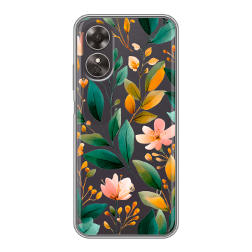 Силиконовый чехол на OPPO A17 с принтом Цветы паттерн Силиконовый чехол на OPPO A17 с принтом Цветы паттерн