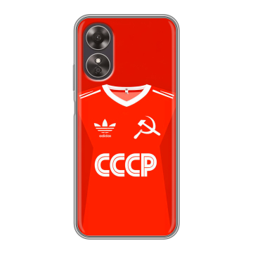 Силиконовый чехол на OPPO A17 с принтом Флаг Герб СССР Силиконовый чехол на OPPO A17 с принтом Флаг Герб СССР