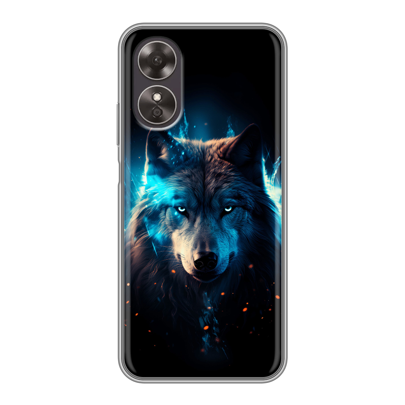 Силиконовый чехол на OPPO A17 с принтом Волк ночной Силиконовый чехол на OPPO A17 с принтом Волк ночной