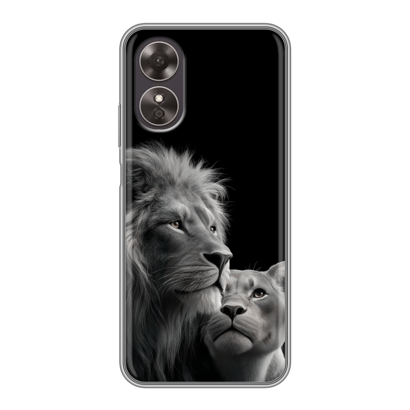 Силиконовый чехол на OPPO A17 с принтом Лев кошки Силиконовый чехол на OPPO A17 с принтом Лев кошки