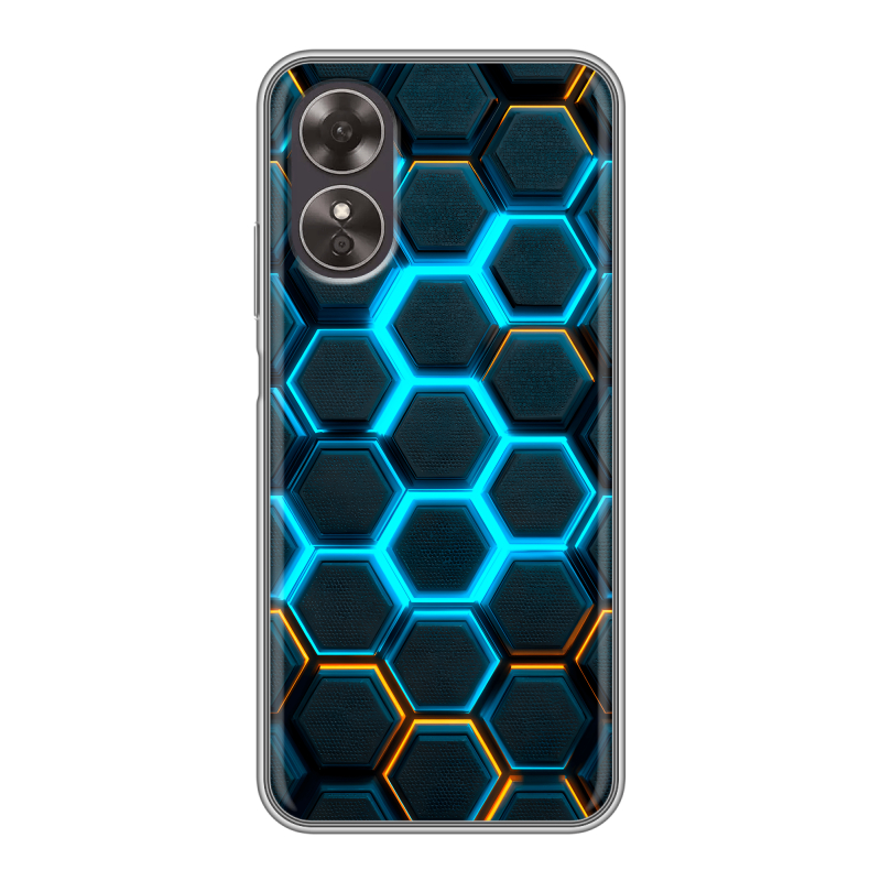 Силиконовый чехол на OPPO A17 с принтом Неоновые соты Силиконовый чехол на OPPO A17 с принтом Неоновые соты