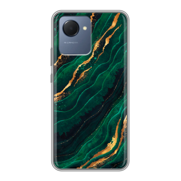Силиконовый чехол на Realme Narzo 50i Prime с принтом Мрамор зеленое золото