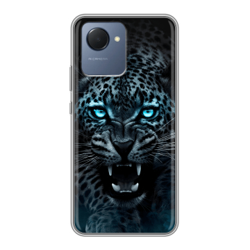 Силиконовый чехол на Realme Narzo 50i Prime с принтом Темный леопард