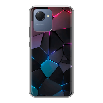 Силиконовый чехол на Realme Narzo 50i Prime с принтом Геометрия неона