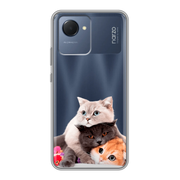 Силиконовый чехол на Realme Narzo 50i Prime с принтом Кошки