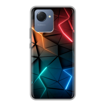 Силиконовый чехол на Realme Narzo 50i Prime с принтом Абстракция неон