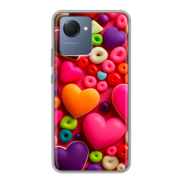 Силиконовый чехол на Realme Narzo 50i Prime с принтом Сердечки