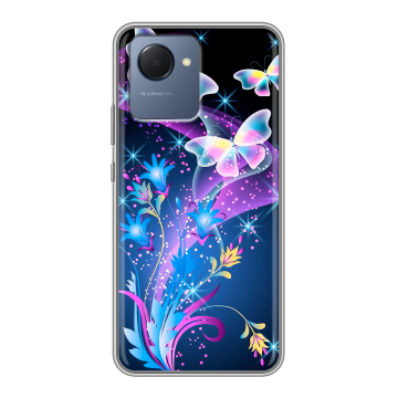 Силиконовый чехол на Realme Narzo 50i Prime с принтом Бабочки Силиконовый чехол на Realme Narzo 50i Prime с принтом Бабочки