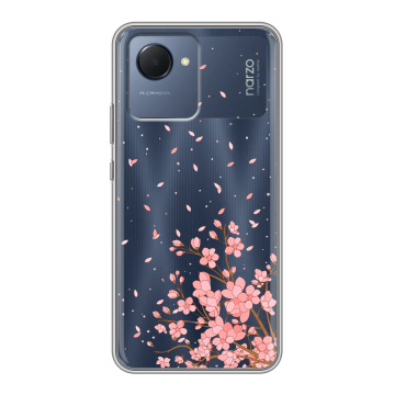 Силиконовый чехол на Realme Narzo 50i Prime с принтом Ветка сакуры Силиконовый чехол на Realme Narzo 50i Prime с принтом Ветка сакуры