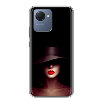 Силиконовый чехол на Realme Narzo 50i Prime с принтом Девушка в шляпе Силиконовый чехол на Realme Narzo 50i Prime с принтом Девушка в шляпе