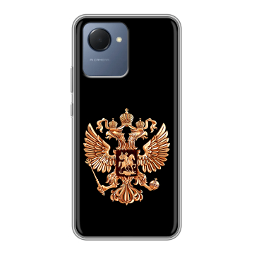 Силиконовый чехол на Realme Narzo 50i Prime с принтом Герб России золотой