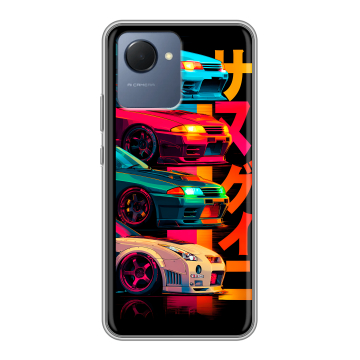 Силиконовый чехол на Realme Narzo 50i Prime с принтом Гоночные машины Силиконовый чехол на Realme Narzo 50i Prime с принтом Гоночные машины