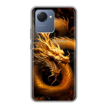 Силиконовый чехол на Realme Narzo 50i Prime с принтом Золотой дракон