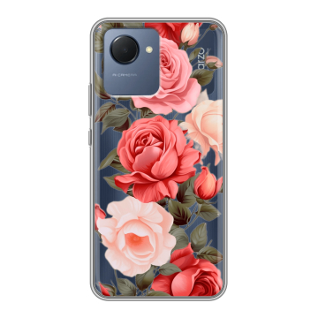 Силиконовый чехол на Realme Narzo 50i Prime с принтом Розы Силиконовый чехол на Realme Narzo 50i Prime с принтом Розы