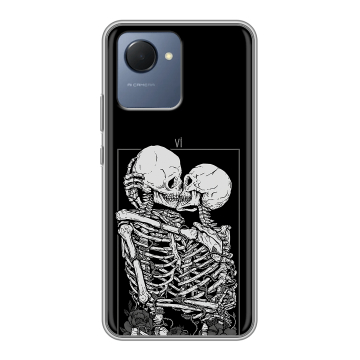 Силиконовый чехол на Realme Narzo 50i Prime с принтом Поцелуй скелетов Силиконовый чехол на Realme Narzo 50i Prime с принтом Поцелуй скелетов