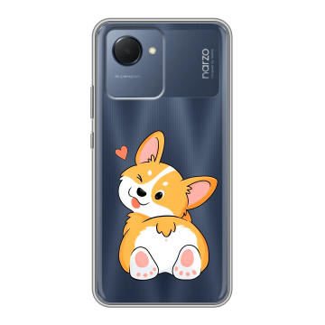 Силиконовый чехол на Realme Narzo 50i Prime с принтом Корги Силиконовый чехол на Realme Narzo 50i Prime с принтом Корги