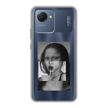 Силиконовый чехол на Realme Narzo 50i Prime с принтом Мона Лиза Силиконовый чехол на Realme Narzo 50i Prime с принтом Мона Лиза