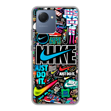 Силиконовый чехол на Realme Narzo 50i Prime с принтом найк nike черный