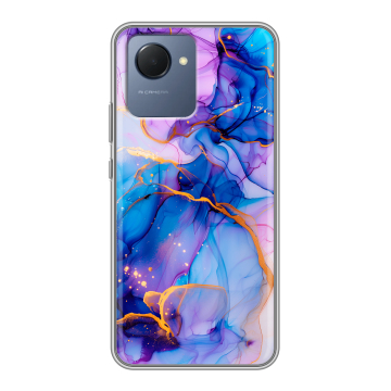 Силиконовый чехол на Realme Narzo 50i Prime с принтом синий мрамор Силиконовый чехол на Realme Narzo 50i Prime с принтом синий мрамор