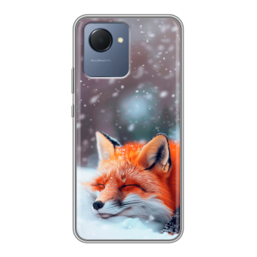 Силиконовый чехол на Realme Narzo 50i Prime с принтом лиса Силиконовый чехол на Realme Narzo 50i Prime с принтом лиса